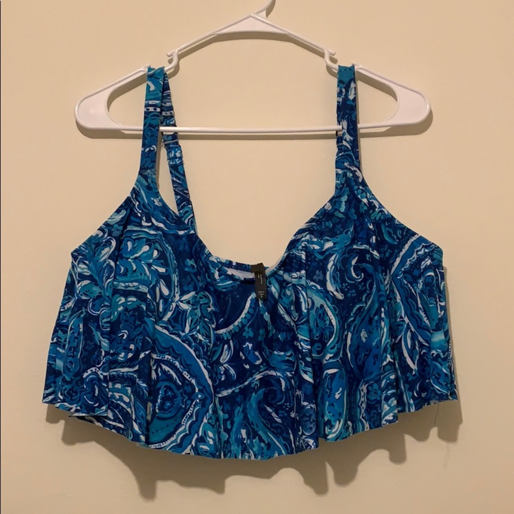 Blue Pattern Bikini Top